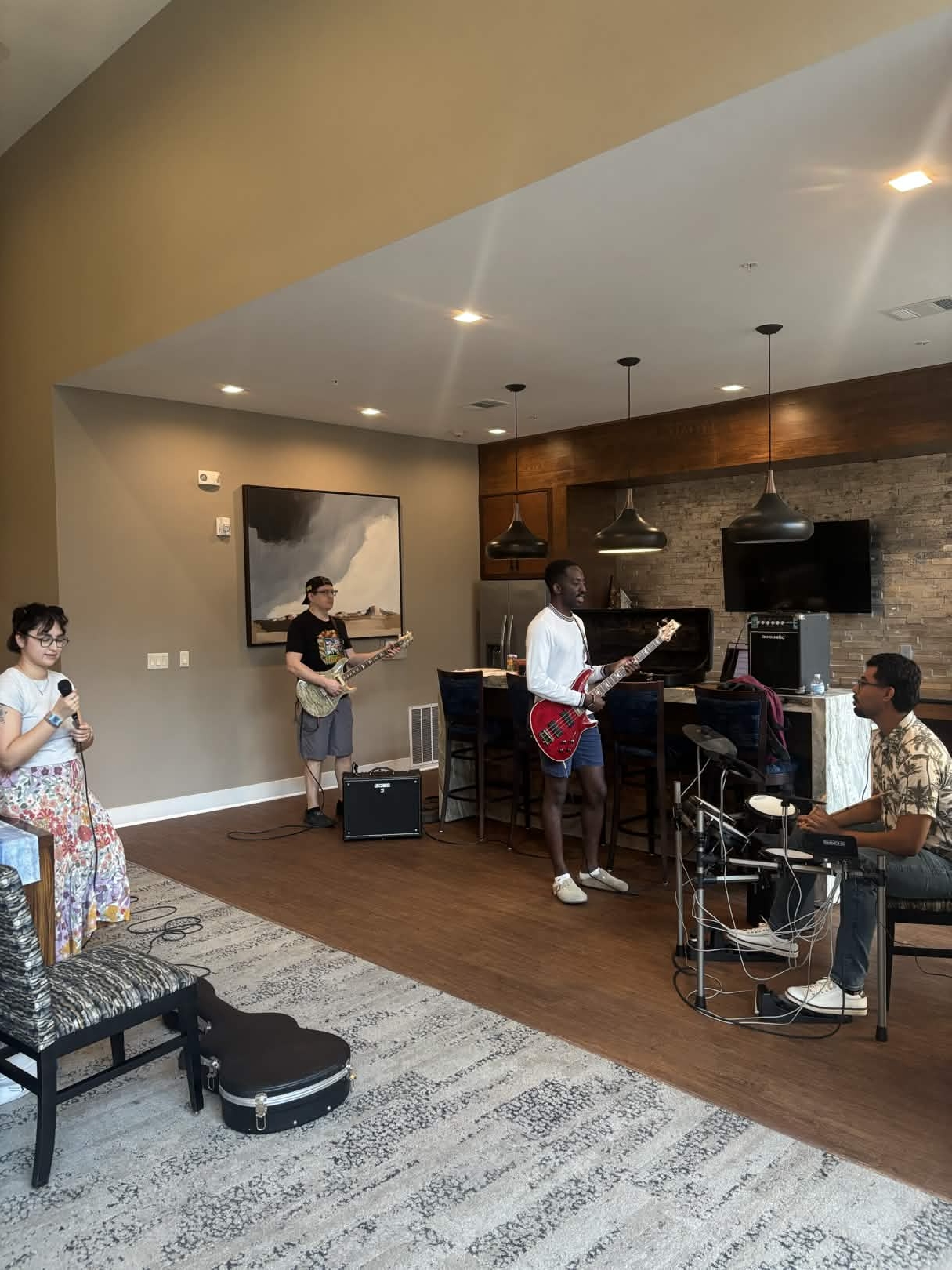 The Bellhops at practice — Leora, Van, Moubarak, Cesar